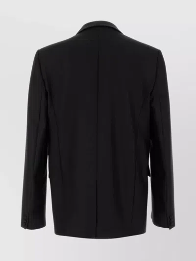 Loewe Tailored Wool Silk Jacket With Shawl Lapel In Black