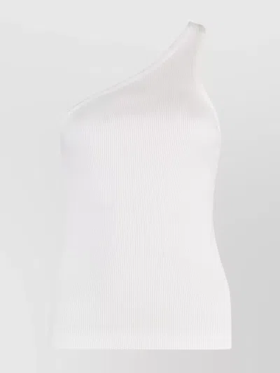 Agolde One-shoulder Ribbed Sleeveless Top In White