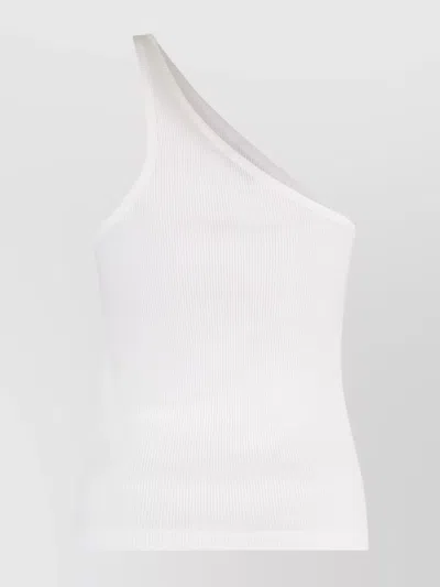 Agolde One-shoulder Ribbed Sleeveless Top In White