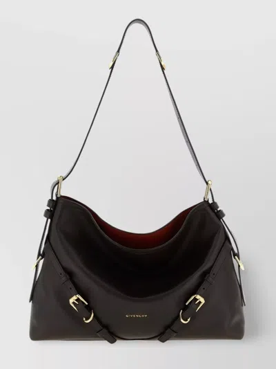 Givenchy Medium Voyou Calfskin Shoulder Bag With Buckle Fastening In Brown
