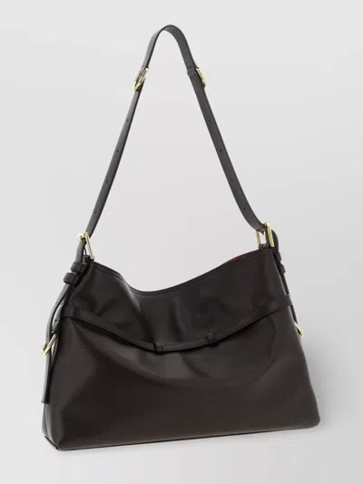 Givenchy Medium Voyou Calfskin Shoulder Bag With Buckle Fastening In Brown