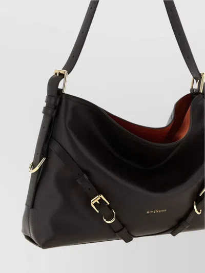 Givenchy Medium Voyou Calfskin Shoulder Bag With Buckle Fastening In Brown