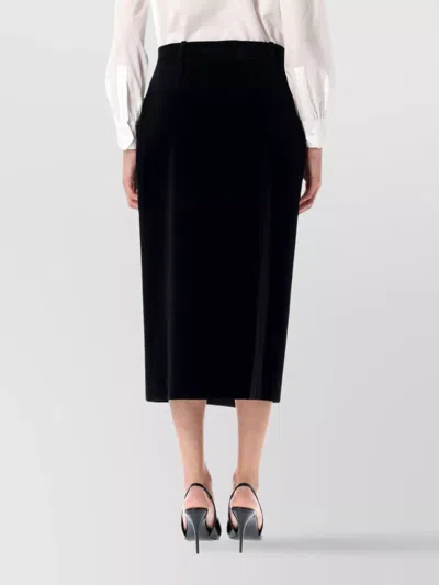 Saint Laurent Wrap-effect Cotton-velvet Midi Skirt In Black
