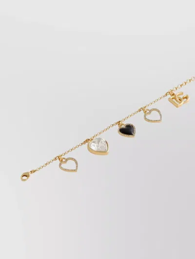 Dolce & Gabbana Women Italian Tailored Bracelet With Heart-shaped Charms In Gold
