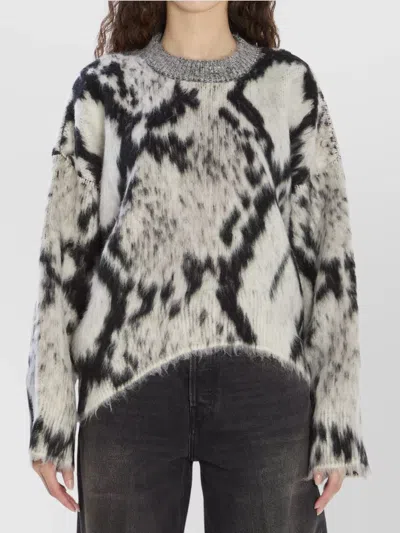 Attico Cropped Python Print Sweater In Black