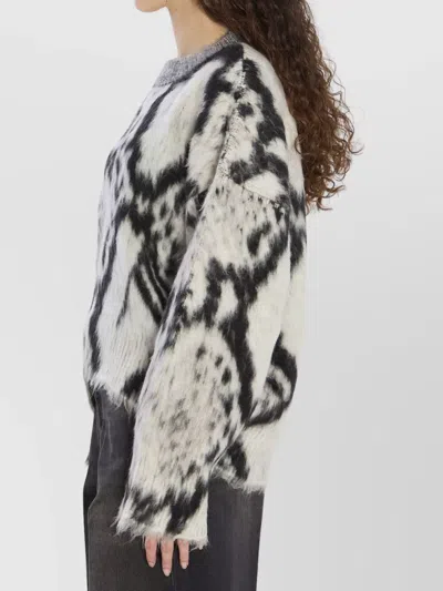 Attico Cropped Python Print Sweater In Black