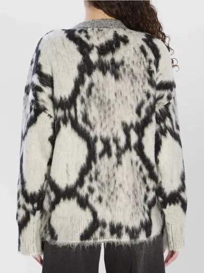 Attico Cropped Python Print Sweater In Black