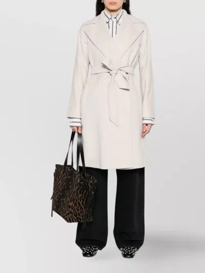 Max Mara Dravenna Wool Wrap Coat With Flared Kimono Sleeves In Neutral