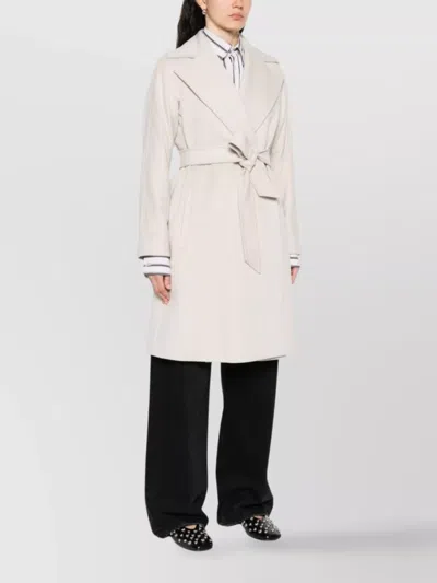 Max Mara Dravenna Wool Wrap Coat With Flared Kimono Sleeves In Neutral