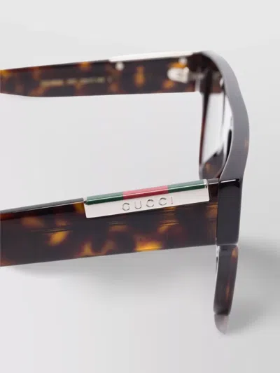 Gucci Rectangular Frame Sunglasses Tortoiseshell Pattern In Brown