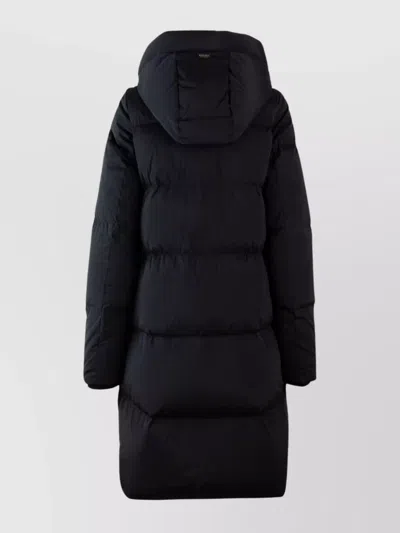 Woolrich Quilted Jacket With Concealed Zip And Snap Button Placket In Black