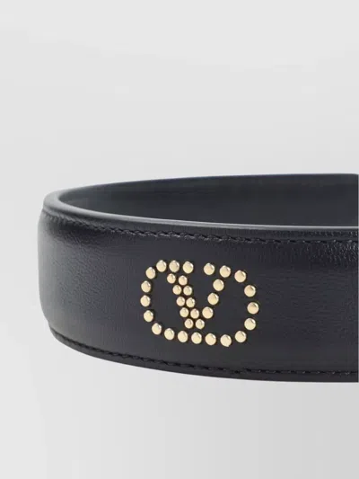Valentino Wide Leather Hair Band With Stud Detailing