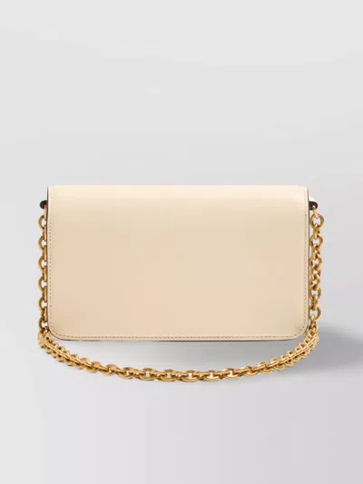 Valentino Garavani Small Leather Clutch With Adjustable Chain Strap In White