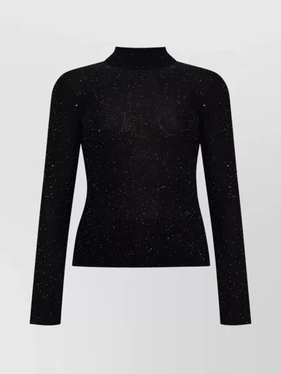 Fabiana Filippi Sparkling Finish Turtleneck Wool Sweater In Black
