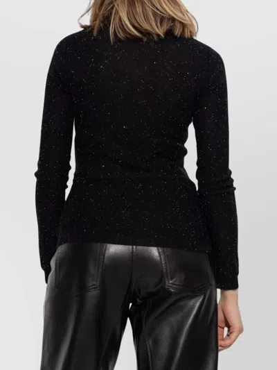 Fabiana Filippi Sparkling Finish Turtleneck Wool Sweater In Black