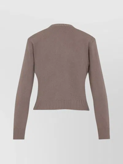 Fabiana Filippi Virgin Wool Crew Neck Cardigan In Brown