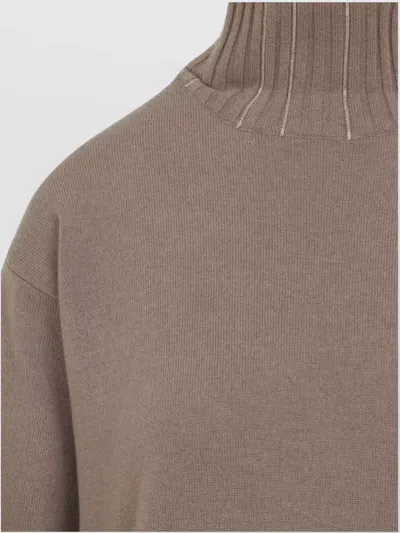 Fabiana Filippi Cortex Brown Virgin Wool Knit Midi Dress In Gray