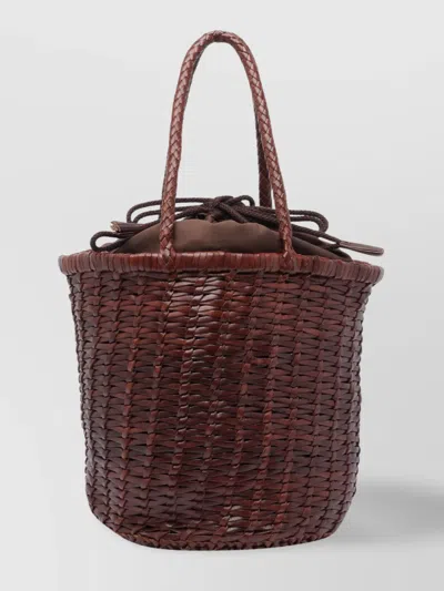 Dragon Diffusion Handwoven Cylindrical Bucket Bag In Brown