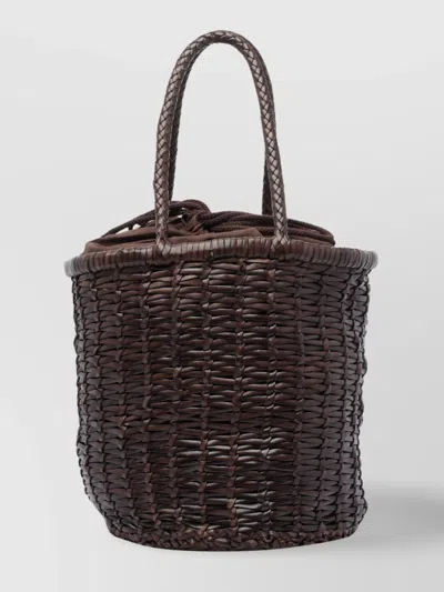 Dragon Diffusion Large Woven Bucket Bag With Top Handles In Brown
