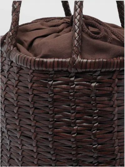 Dragon Diffusion Large Woven Bucket Bag With Top Handles In Brown