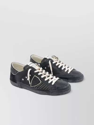Philippe Model Low Top Sneakers Contrast Stitching In Black