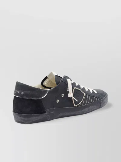 Philippe Model Low Top Sneakers Contrast Stitching In Black