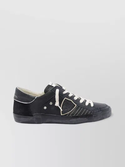 Philippe Model Low Top Sneakers Contrast Stitching In Black