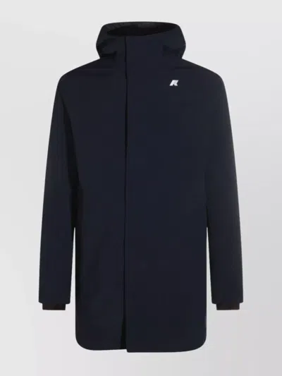 K-way Casual Style Longline Hooded Jacket In Blue
