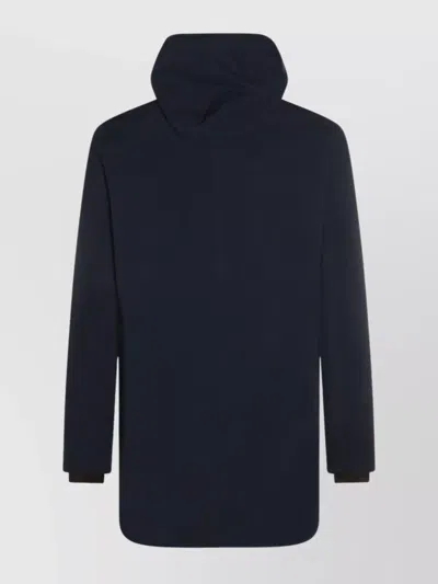 K-way Casual Style Longline Hooded Jacket In Blue
