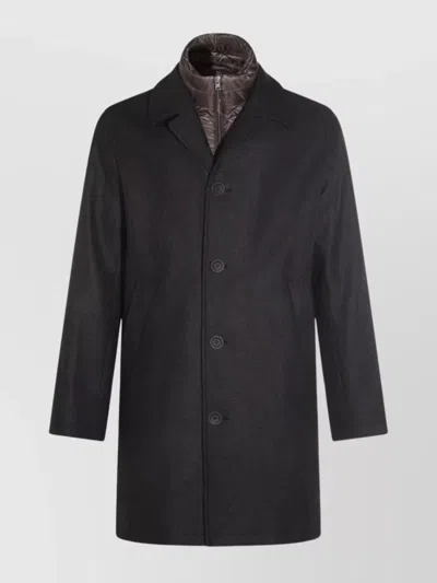 Herno Button-fastening Detachable-liner Coat In Black