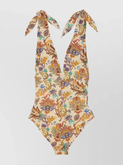 Etro Printed One-piece Swimsuit In Multi
