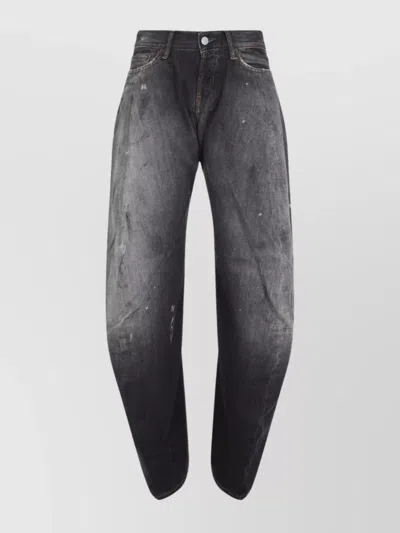 Acne Studios 2006 Paint-splattered Low-rise Barrel-leg Jeans In Gray