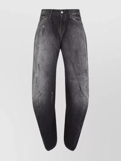 Acne Studios 2006 Paint-splattered Low-rise Barrel-leg Jeans In Gray