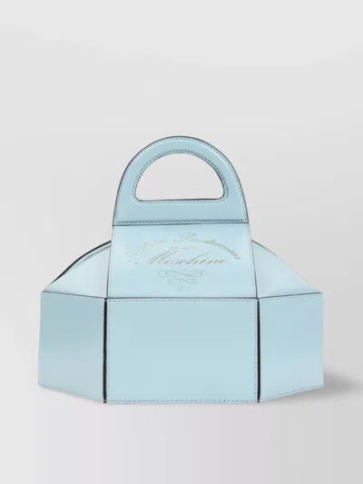 Moschino Cake Box Top Handle Leather Handbag In Blue