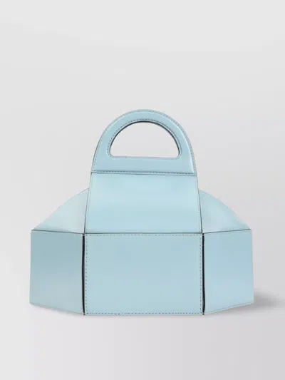 Moschino Cake Box Top Handle Leather Handbag In Blue