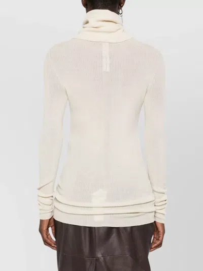 Rick Owens Ribbed Wool Turtleneck Sweater With Seam Detail In Multi
