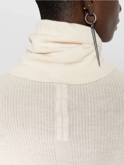 Rick Owens Ribbed Wool Turtleneck Sweater With Seam Detail In Multi