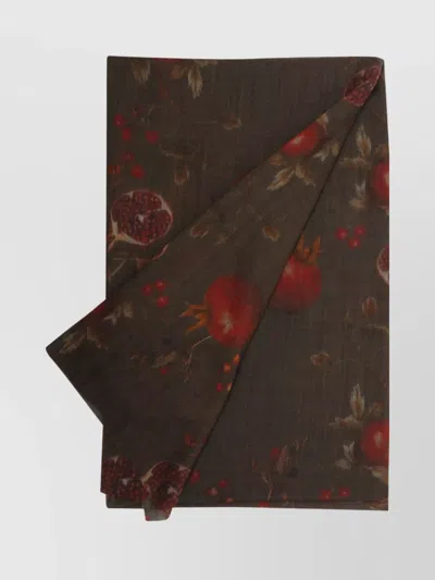 Uma Wang Floral Print Lightweight Rectangular Shape Soft Texture In Brown