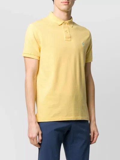 Ralph Lauren Polo Shirt With Side Slits And Short Sleeves In Yellow