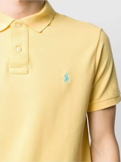 Ralph Lauren Polo Shirt With Side Slits And Short Sleeves In Yellow
