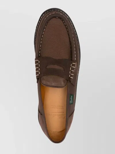 Paraboot Reims Suede Loafers With Canvas Inserts Shoes In Brown