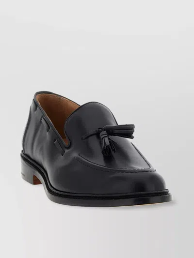 Tricker's Black Calf Leather Moccasin With Decorative Tassel