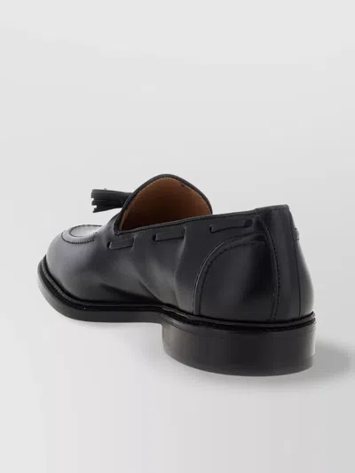 Tricker's Black Calf Leather Moccasin With Decorative Tassel