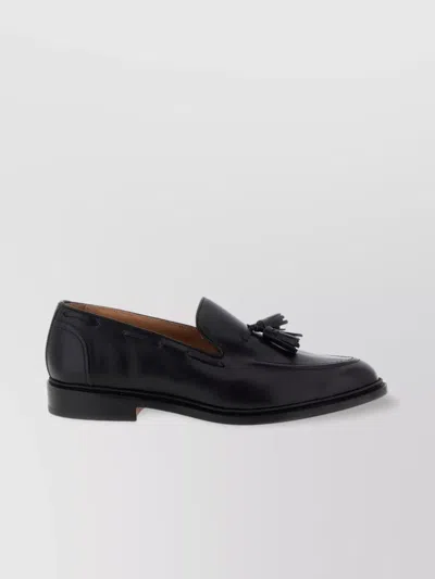 Tricker's Black Calf Leather Moccasin With Decorative Tassel