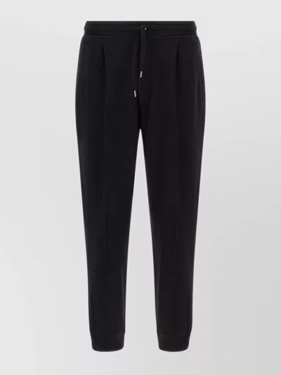 Brunello Cucinelli Cotton Blend Joggers Cuffed Hem Side Pockets In Black