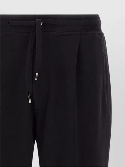 Brunello Cucinelli Cotton Blend Joggers Cuffed Hem Side Pockets In Black