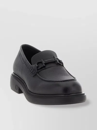 Ferragamo Mocasin With Black Gancini Decoration