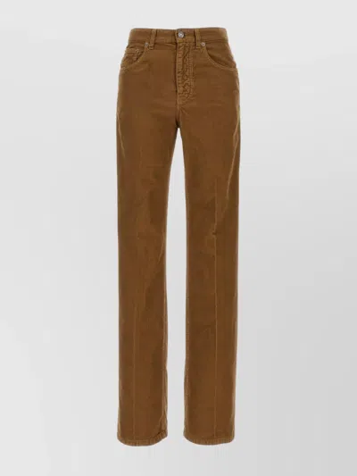 Saint Laurent Corduroy Trousers With Belt Loops And Pockets In Brown