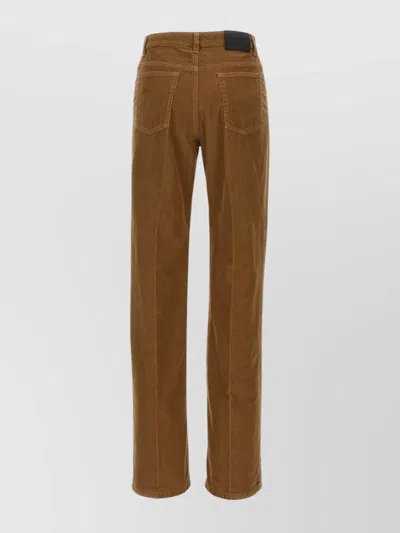 Saint Laurent Corduroy Trousers With Belt Loops And Pockets In Brown