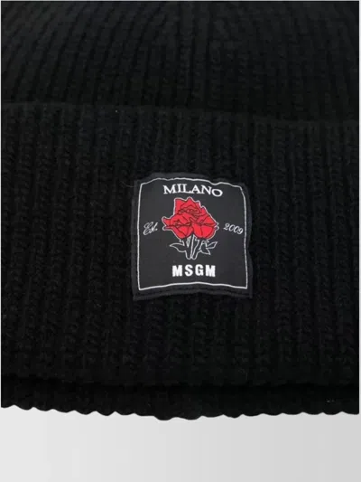 Msgm Rose-patch Ribbed Beanie Accessories